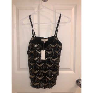 Anthropologie Black and Gold Tank